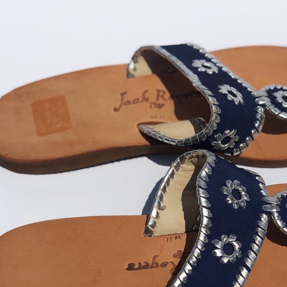 JACK ROGERS BOATING JACK SANDAL NAVY & SILVER  11 - Picture 5 of 10